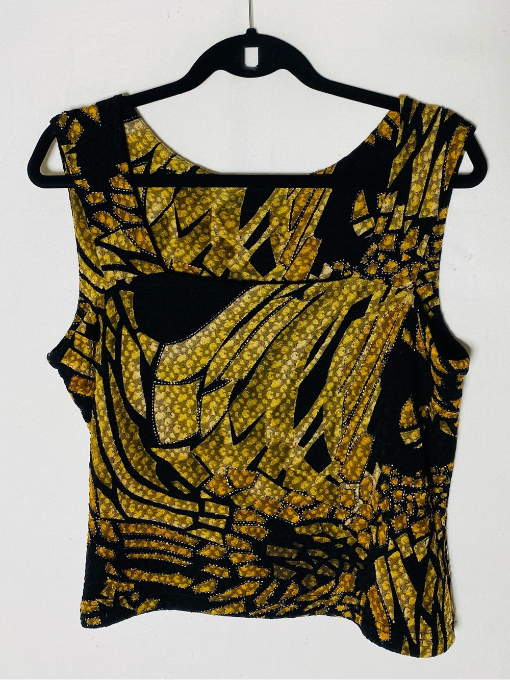 Vintage Y2K Joseph Ribkoff Gold Mosaic Geometric Abstract Tank Top L